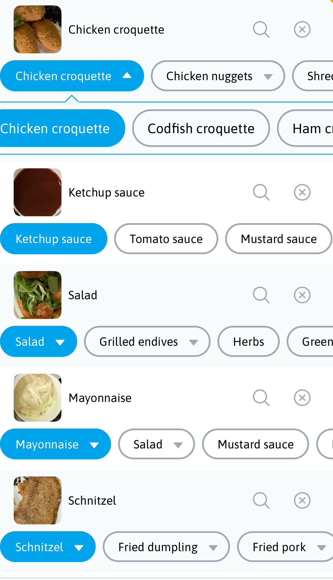 Food Confirmation Display Example